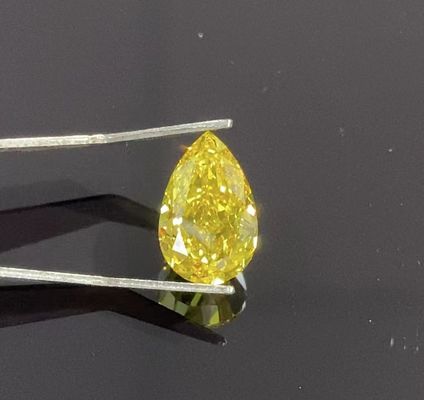 O laboratório brilhante do CVD do corte HPHT da pera criou o diamante amarelo 1-1.3ct