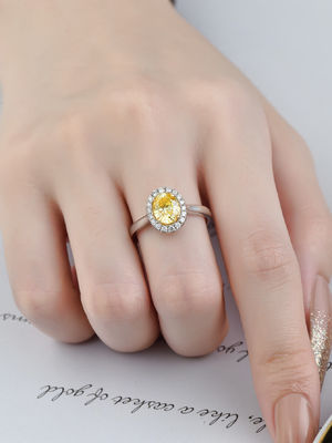 Laboratório alto Diamond Wedding Ring Engagement Ring de Diamond Rings Yellow Oval Cut da fantasia da claridade