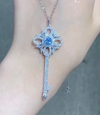 IGI Laboratório Crescido Diamante Joalharia Azul Redondo 18k Ouro Branco Noivado 1,05 quilates