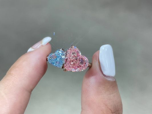 Rosa e Azul Anéis de Diamante de Laboratório Crescidos Anéis de Douro Branco