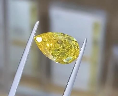 1.16ct Pear Cut Lab Fancy Vivo Amarelo HPHT Diamante VS1 Claridade Ideal para jóias de casamento