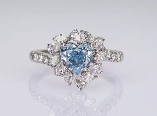 Laboratório Diamante Joalharia Anel de noivado Anel de casamento coração azul diamante solto diamantes sintéticos
