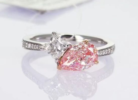 Anel de noivado Anel de casamento Anel de diamante Anel de laboratório Criado Diamantes coloridos Pera Quatro-folhas Trevo cortado