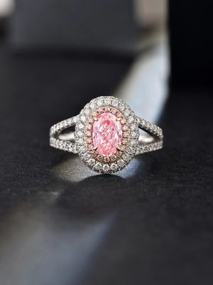 0.89ct Laboratório Criado Sintético Fancy Pink CVD Diamante IGI Certificado 18K White Gold Set Diamante Anel