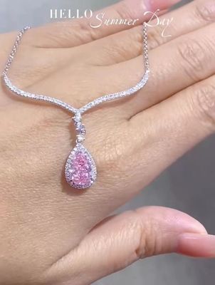 1.97ct Colchões de diamante de laboratório Colar de pêra de corte cor rosa personalizado