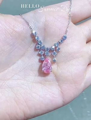 IGI Certificado Laboratório Crescido Pendentes de Diamante Pear Cut 2.84ct Rosa Cor Fantástica