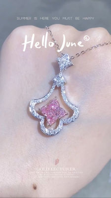 Quatro folhas de trevo de lírio cortado em laboratório crescido pendentes de diamante de luxo rosa 2.93ct