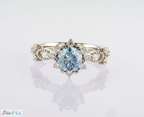 Blue CVD 1.01ct Anel de casamento de diamante de laboratório 18K White Gold Set Certificado IGI