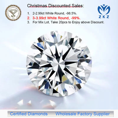 CVD DEF VS VVS Brilhante redondo 3ct + Diamantes cultivados em laboratório Certificado IGI