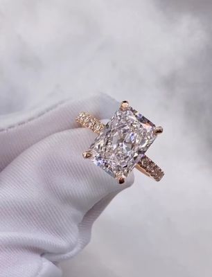 Anel de diamante radiante Anel de diamante branco Anel de noivado Anéis de casamento Anéis de diamante de laboratório
