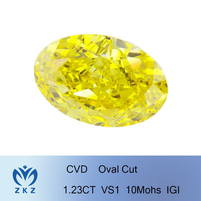 o laboratório 1.23ct sintético criou Diamond Oval Shaped Excellent Cut amarelo