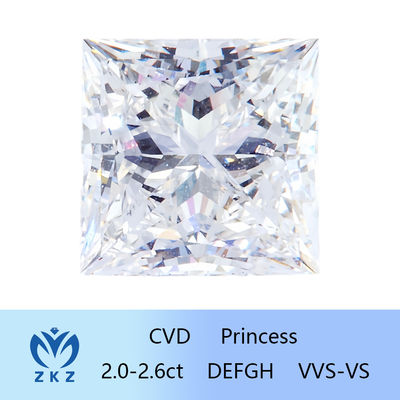 Diamante de corte de laboratório de princesa certificado pela IGI como CVD sintético 2ct-2.6ct venda direta de fábrica