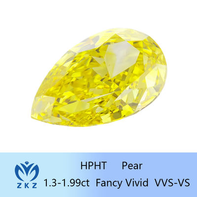 1.3ct-1.99ct HPHT Pear Loose Laboratório Criado Diamante Amarelo Com Certificação IGI