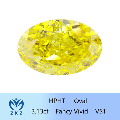 Fantasia sintética amarela de Diamond Oval Modified 3ct do laboratório fraco de HPHT vívida