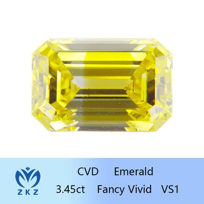 O laboratório fraco de HPHT criou Diamond Emerald Cut amarelo IGI habilitado