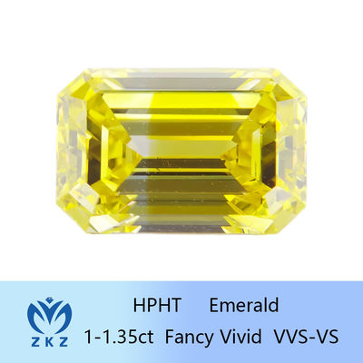 HPHT Esmeralda cortada por homem Diamantes amarelos de laboratório 1ct-1.35ct Para anéis