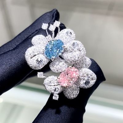 18k forma oval duas cores estilo anel laboratório crescido rosa anel de diamante luxo e design requintado para festa para banquete