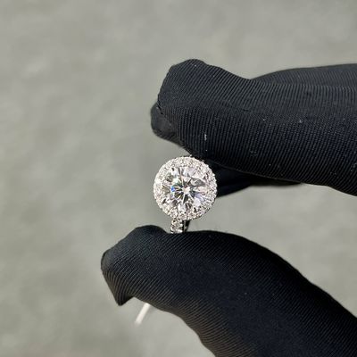 Anéis de diamante de laboratório CVD Anel de diamante branco com 1.006ct DEF VVS Forma redonda