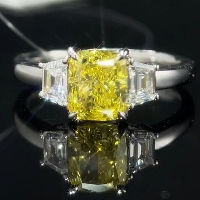 1.22ct Anel de diamante de laboratório com diamante amarelo Joias personalizadas