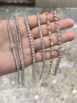 Bijuterias de alta qualidade Bracelete de diamante cultivado Carbono DEF Cor Forma elegante Bracelete de tênis