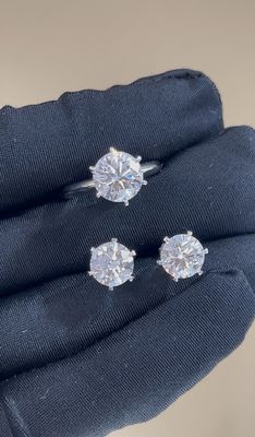 Clássico T Six Prongs Laboratório Crescido Diamante Anel Stud brincos Fabrica personalização Engajamento