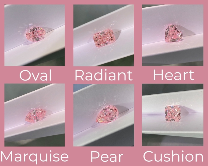 diamante crescido laboratório cortado brilhante 1 do coxim sintético do rosa do CVD 3ct+